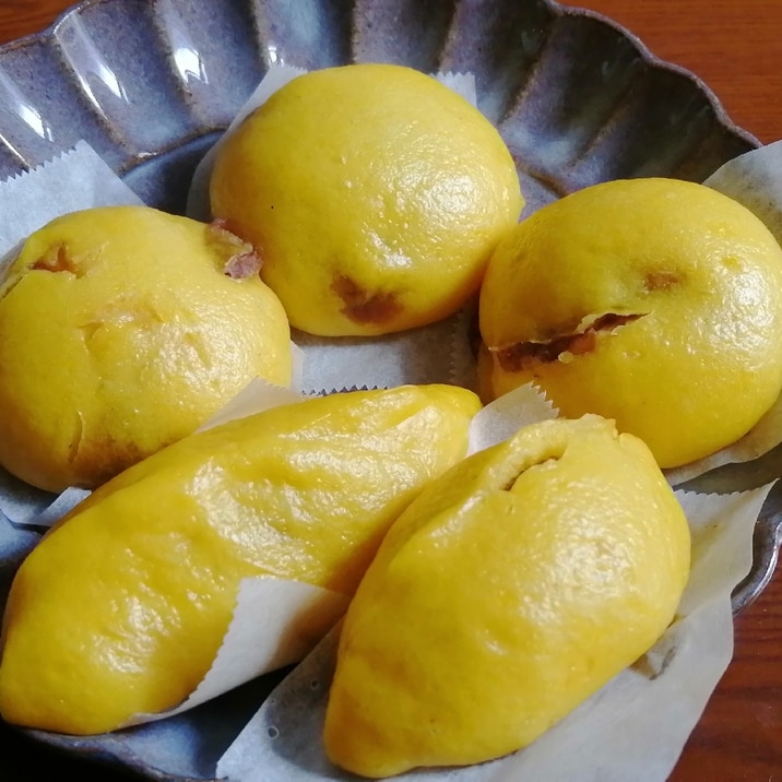 かぼちゃ生地のあんまん☆南瓜饅頭